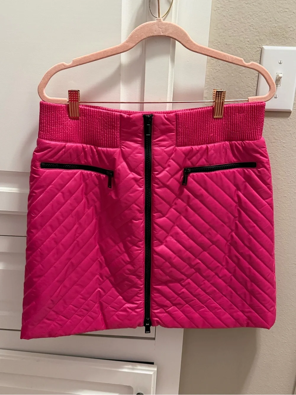 Worth New York Hot Pink Quilted Jacket & Skirt Set S/8 Statement Outfit